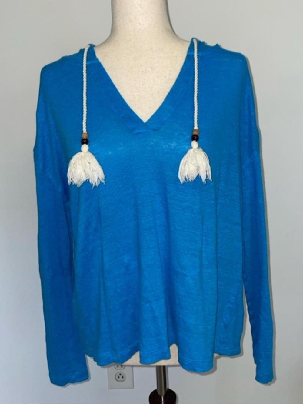 Sigrid Olsen Pure Linen Boho Pullover Hoodie